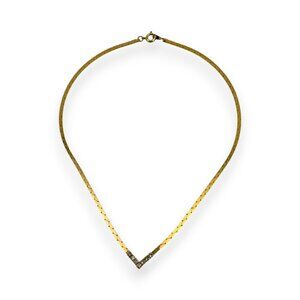 Gold-tone Chevron Rhinestone V Necklace